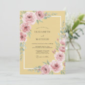 Mosterd Gele Elegante Lente Bruiloft Kaart (Staand voorkant)