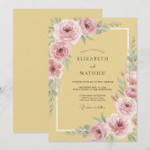 Mosterd Gele Elegante Lente Bruiloft Kaart (Voorkant / Achterkant)