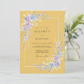 Mosterd Gele Elegante Lente Bruiloft Kaart (Staand voorkant)