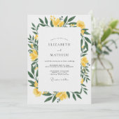 Mosterd Gele Eucalyptus Bruiloft Kaart (Staand voorkant)