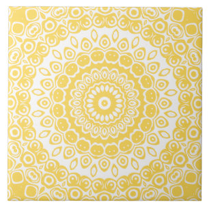 Mosterd Gele Mandala Patroon Tegeltje