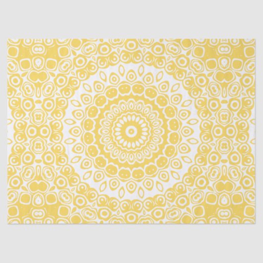 Mosterd Gele Mandala Patroon Tissuepapier (Voorkant)