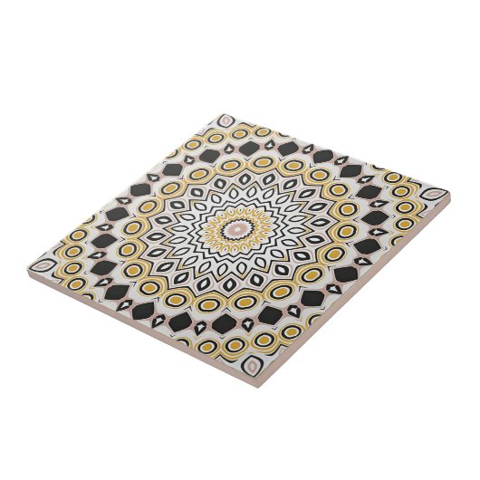 mosterd gele patroontegels tegeltje (Zijkant)