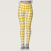 Mosterd Gele Plaid Gingham Retro Kleur Leggings (Voorkant)