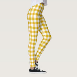 Mosterd Gele Plaid Gingham Retro Kleur Leggings