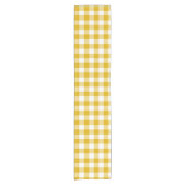 Mosterd Gele Plaid Gingham Retro Tafel Runner Korte Tafelloper (Voorkant)
