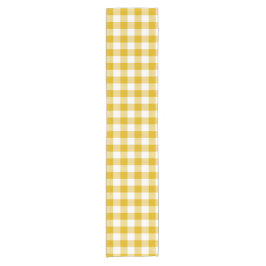 Mosterd Gele Plaid Gingham Retro Tafel Runner Korte Tafelloper