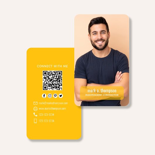 Mosterd Gele QR Code Foto Connect Modern Visitekaartje