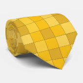 Mosterd Gele Schaakbord Stropdas (Opgerold)