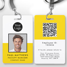 Mosterd Gele Werknemer Foto Bedrijfs-ID  Badge