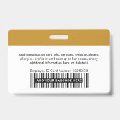 Mosterd Gele Werknemer Modern Pasje Beveiliging Badge (Achterkant)