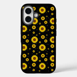 Mosterd Gele Zonnebloem Patroon Zwarte iPhone Hoes