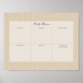 Mosterd Gestreepte weekplanner afdrukbaar Poster (Voorkant)