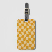 Mosterd Golvende Schaakbord Bagagielabel Bagagelabel (Voorkant (verticaal))