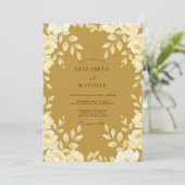 Mosterd Goud Blad Bruiloft Kaart (Staand voorkant)