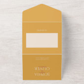 Mosterd goud en blozen foto bruiloft all in one uitnodiging (Buitenkant)