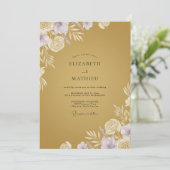 Mosterd Goud Lilac Loof Eucalyptus Bruiloft Kaart (Staand voorkant)
