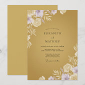 Mosterd Goud Lilac Loof Eucalyptus Bruiloft Kaart (Voorkant / Achterkant)