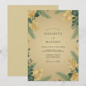 Mosterd Goud Loof Eucalyptus Bruiloft Kaart (Voorkant / Achterkant)