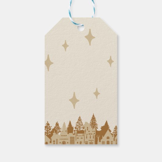 Mosterd Goud Modern Village Cadeaulabel (Achterkant)