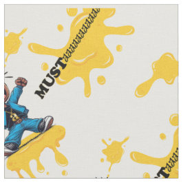 Mosterd Grafische Print - Wit Stof