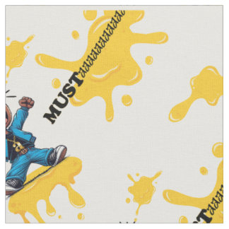 Mosterd Grafische Print - Wit Stof