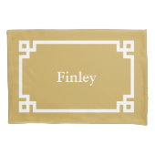 Mosterd Grieks Key Monogram Standaard Kussen Hoesj Kussensloop (Voorkant)