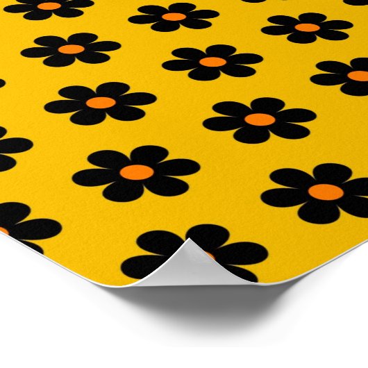 Mosterd Herfst Botanische Bloem Patroon Herfst Wal Poster (Hoek)