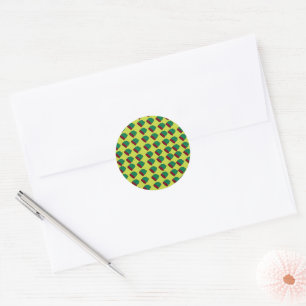 Mosterd Klassieke Ronde Sticker met Groen en Rood 