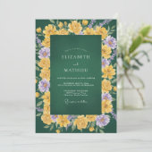 Mosterd Lavendel Ranunculus Eucalyptus Bruiloft Kaart (Staand voorkant)