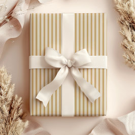 Mosterd/lichtroze/beige Gestreepte Elegant  Cadeaupapier