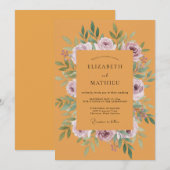 Mosterd Mauve Pioen Huwelijk Kaart (Voorkant / Achterkant)