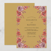 Mosterd Mauve Ranunculus Eucalyptus Bruiloft Kaart (Voorkant / Achterkant)
