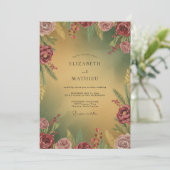 Mosterd Mauve Wilde Bloemen Bruiloft Kaart (Staand voorkant)
