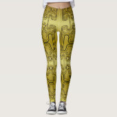 Mosterd Mechanische Android 1980s Futuristische Ro Leggings (Voorkant)