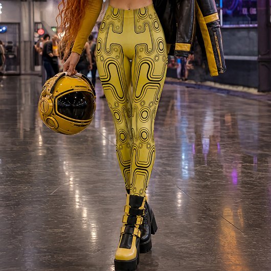 Mosterd Mechanische Android 1980s Futuristische Ro Leggings