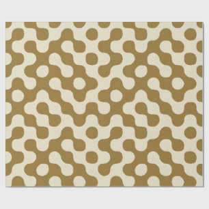 Mosterd Mid Century Organische Geometrische Stippe Cadeaupapier