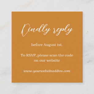 Mosterd minimalistische bruiloft RSVP Informatiekaartje