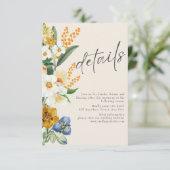 Mosterd neutraal Spring Garden Wildflowers bruilof Informatiekaartje (Staand voorkant)