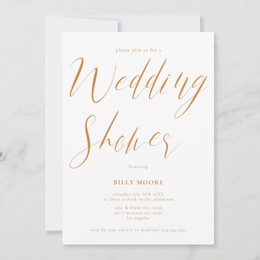 Mosterd Oker Script Geslacht Neutrale bruiloft dou Kaart (Voorkant)