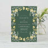 Mosterd Olijf Jasmin Eucalyptus Bruiloft Kaart (Staand voorkant)