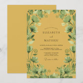 Mosterd Olijf Loof Eucalyptus Bruiloft Kaart (Voorkant / Achterkant)