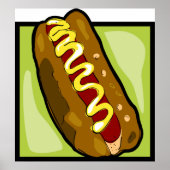 Mosterd op een hotdog Poster (Voorkant)