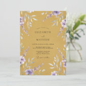 Mosterd Paarse Loof Eucalyptus Bruiloft Kaart (Staand voorkant)