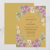 Mosterd Paarse Sering Eucalyptus Bruiloft Kaart (Voorkant / Achterkant)