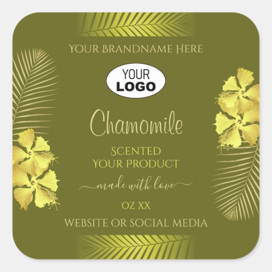 Mosterd Product Labels Yellow Hawaii Flowers Logo (Voorkant)