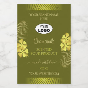 Mosterd Productlabels Geel Hawaï Bloemen Logo Voedselcontainer Etiket