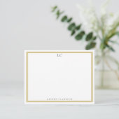 Mosterd rand monogram briefkaart (Staand voorkant)