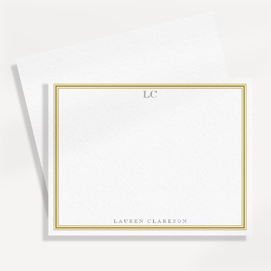 Mosterd rand monogram briefkaart