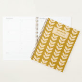 Mosterd Retro Vibe Blad Patroon Monogram Planner (Display)